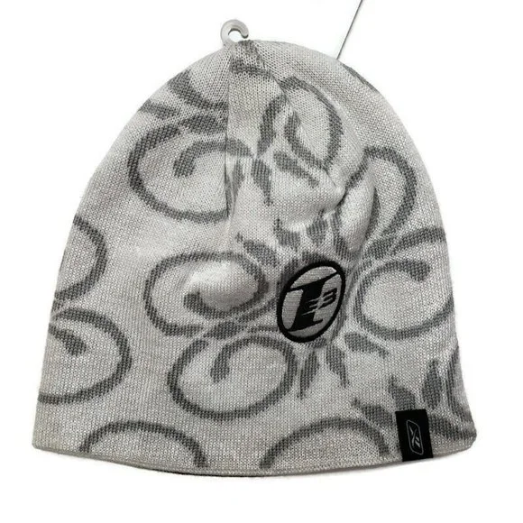 Reebok Allen Iverson I3 Basketball Winter Hat Beanie Knit Cap White Gray 1 Size - Picture 3 of 3